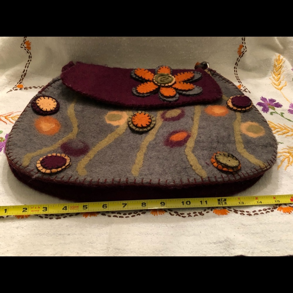 Rising Tide felt handbag (Boho; Hippie; Gypsy) - Picture 8 of 12
